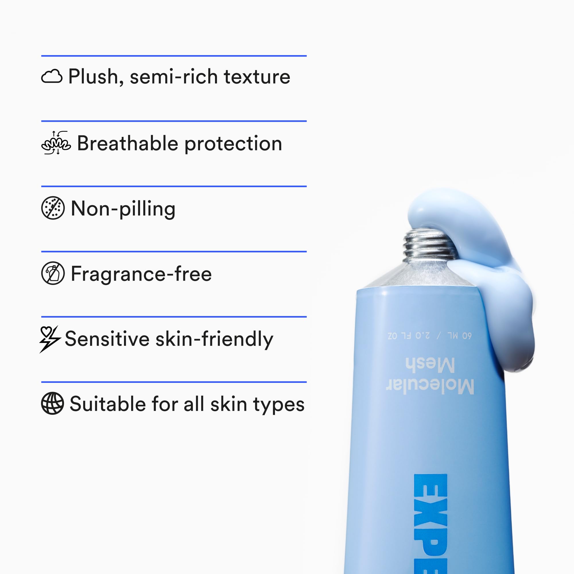 Experiment Molecular Mesh Barrier Moisturizer with ectoin centella ingredients highlight repair properties