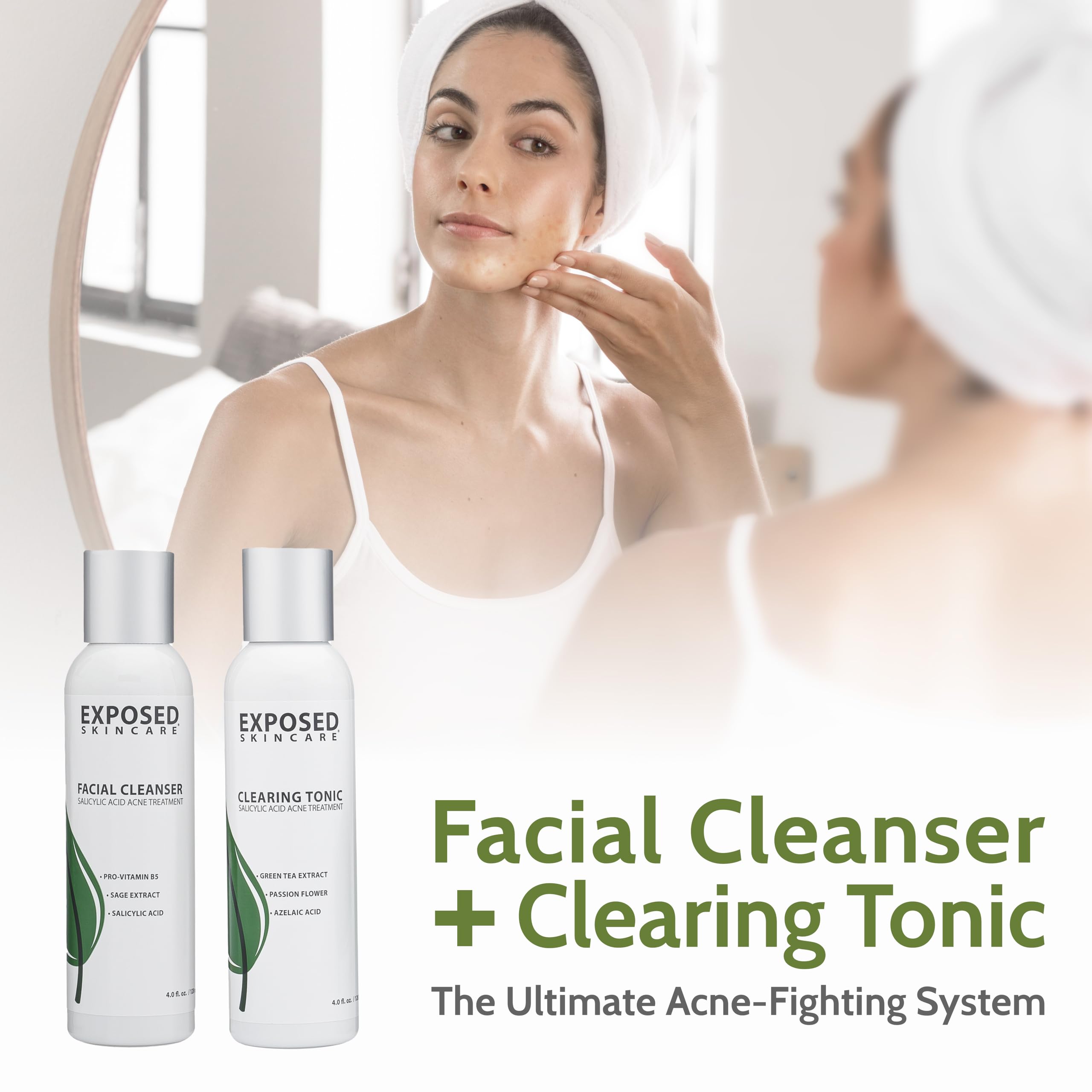 Exposed Skin Care bottle with pump enables controlled, easy application.