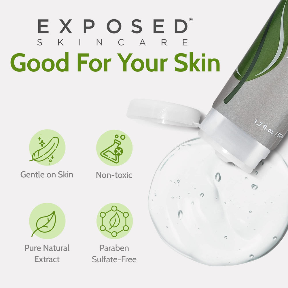 Hand applying Exposed Clear Pore Serum; quick absorption and smooth skin.