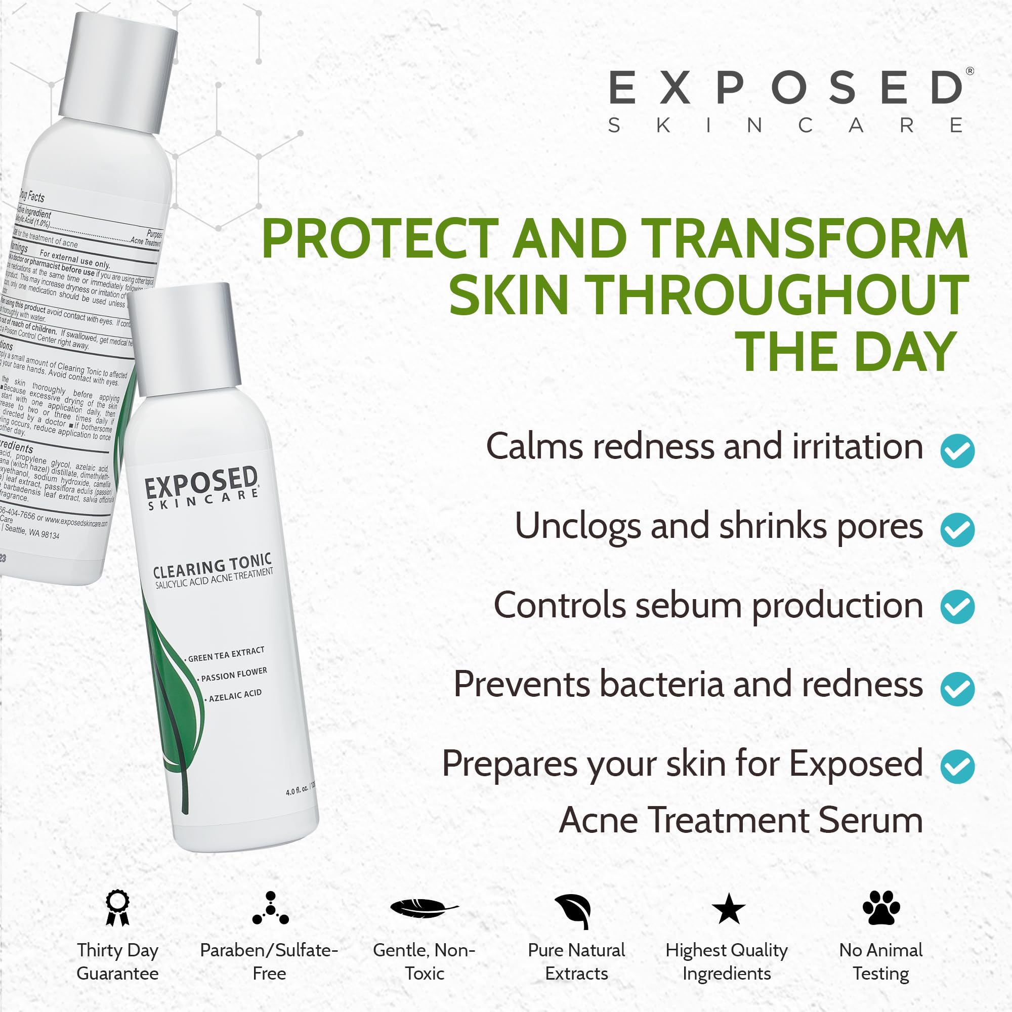 Exposed Skin Care Clearing Toner with green tea and azelaic acid