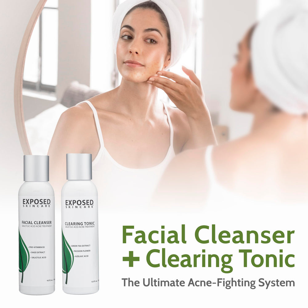 Exposed Skin Care in-use on skin demonstrates hydration and balance.