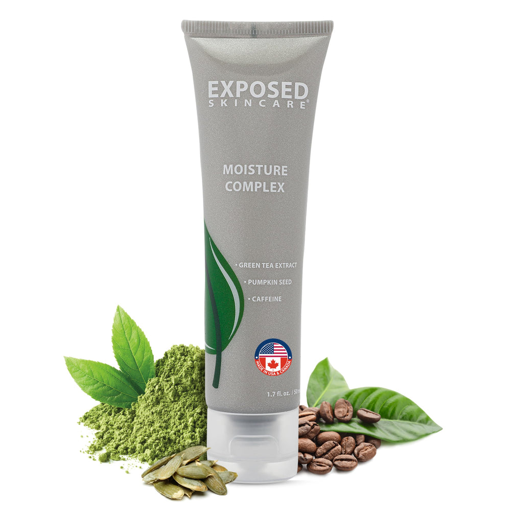Exposed Skin Care Moisture Complex bottle front showing lightweight hydration for daily skin comfort