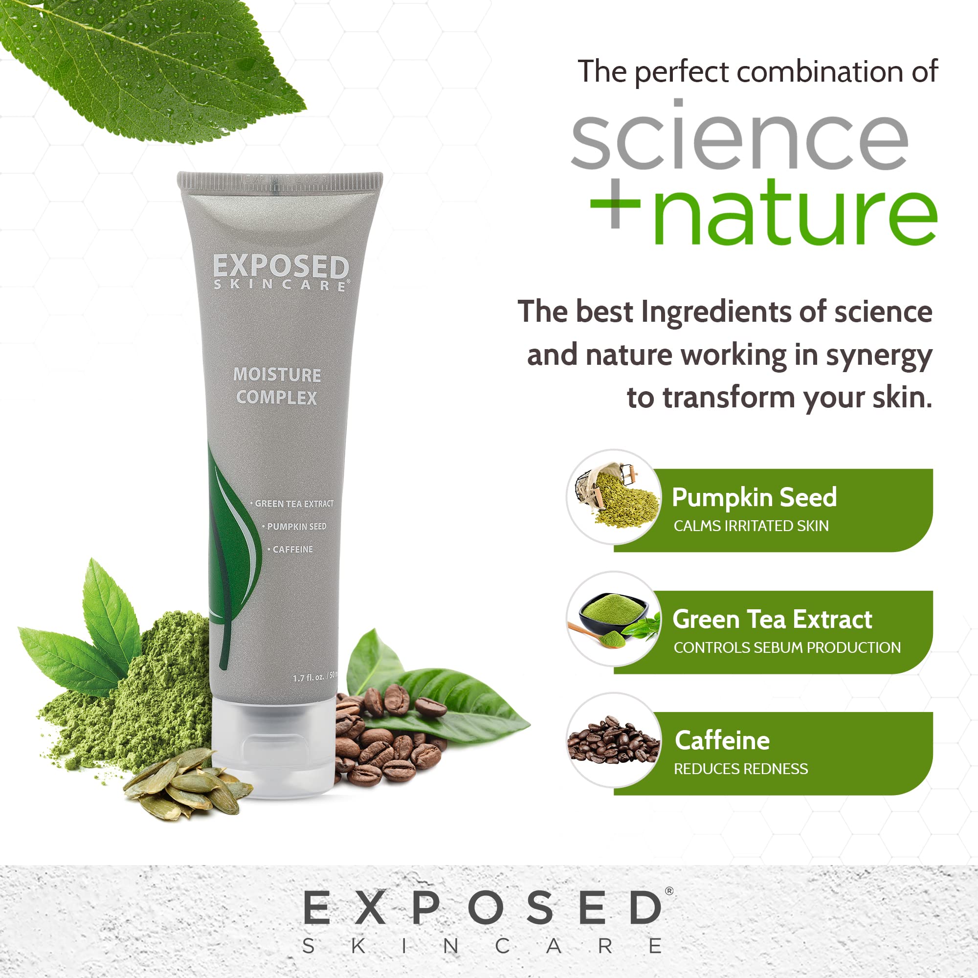 Exposed Skin Care Moisture Complex sensitive skin application demonstrates gentle, fragrance-free formula