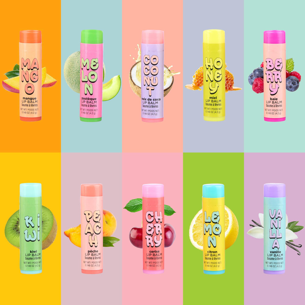 Expressions Coconut lip balm tube nourishes lips with tropical scent.