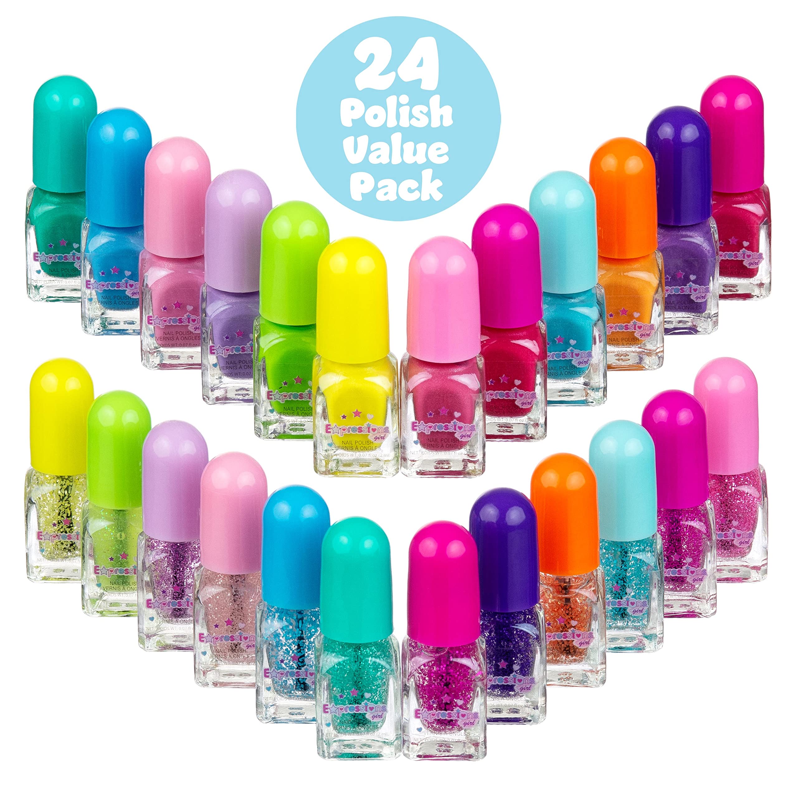 EXPRESSIONS kid-friendly set showcasing polishes stored in a portable case for playtime.