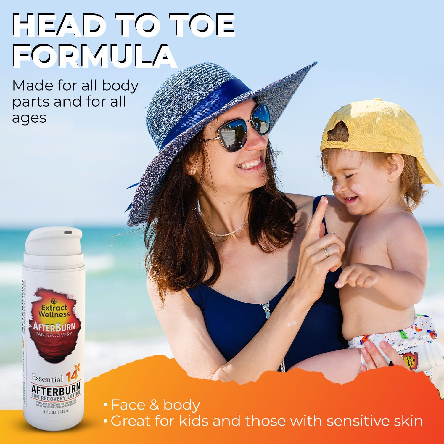 Extract Wellness AfterBurn aloe-vera-application demonstrates soothing sun-exposed skin