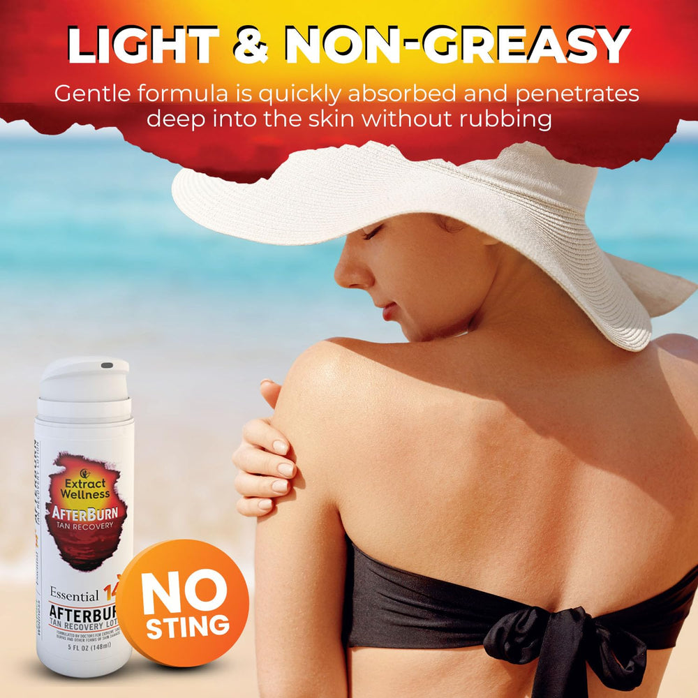 Extract Wellness AfterBurn on sun-exposed skin demonstrates cooling hydration and soothing relief