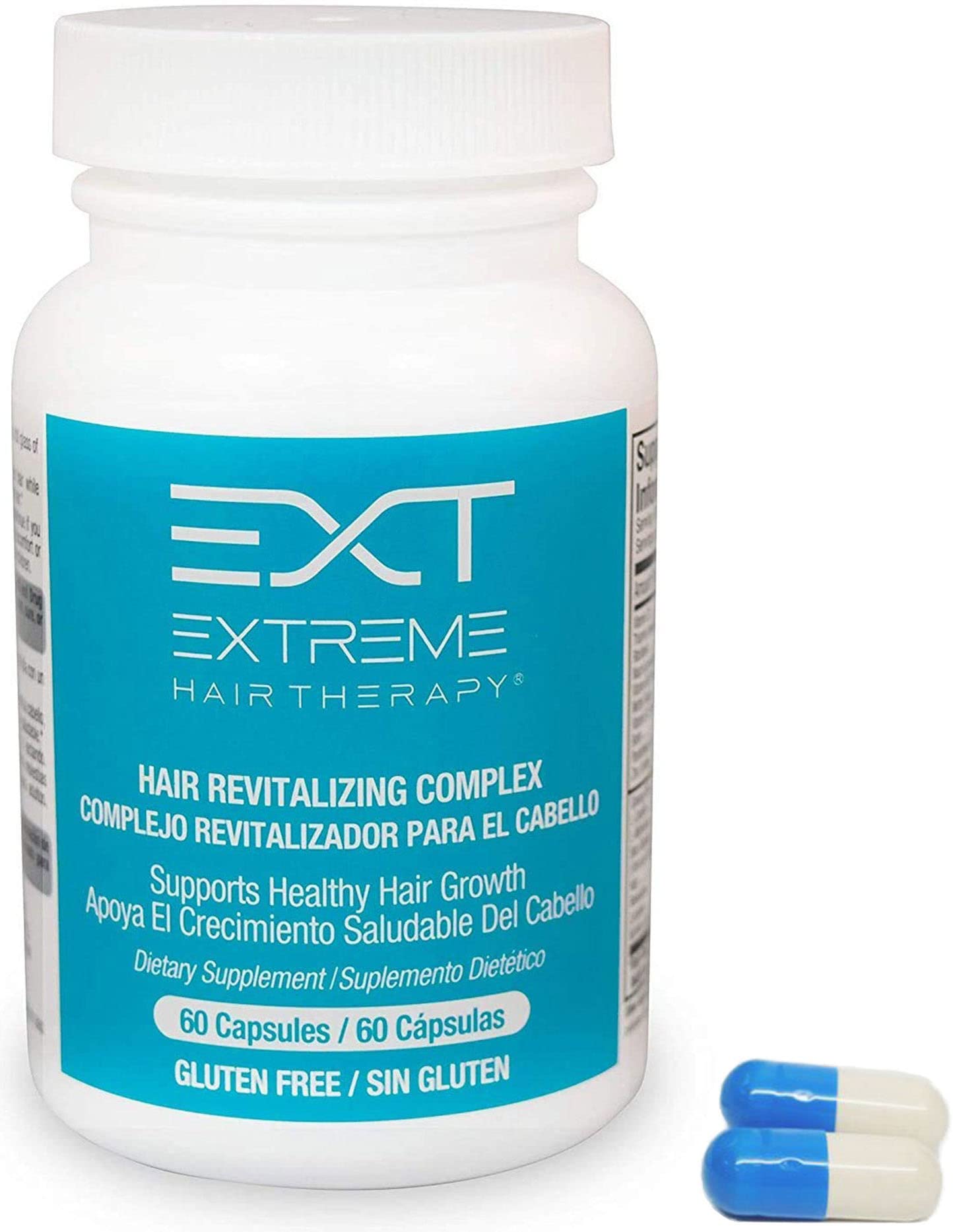 EXTREME HAIR THERAPY hair loss supplements bottle supports daily vitality.