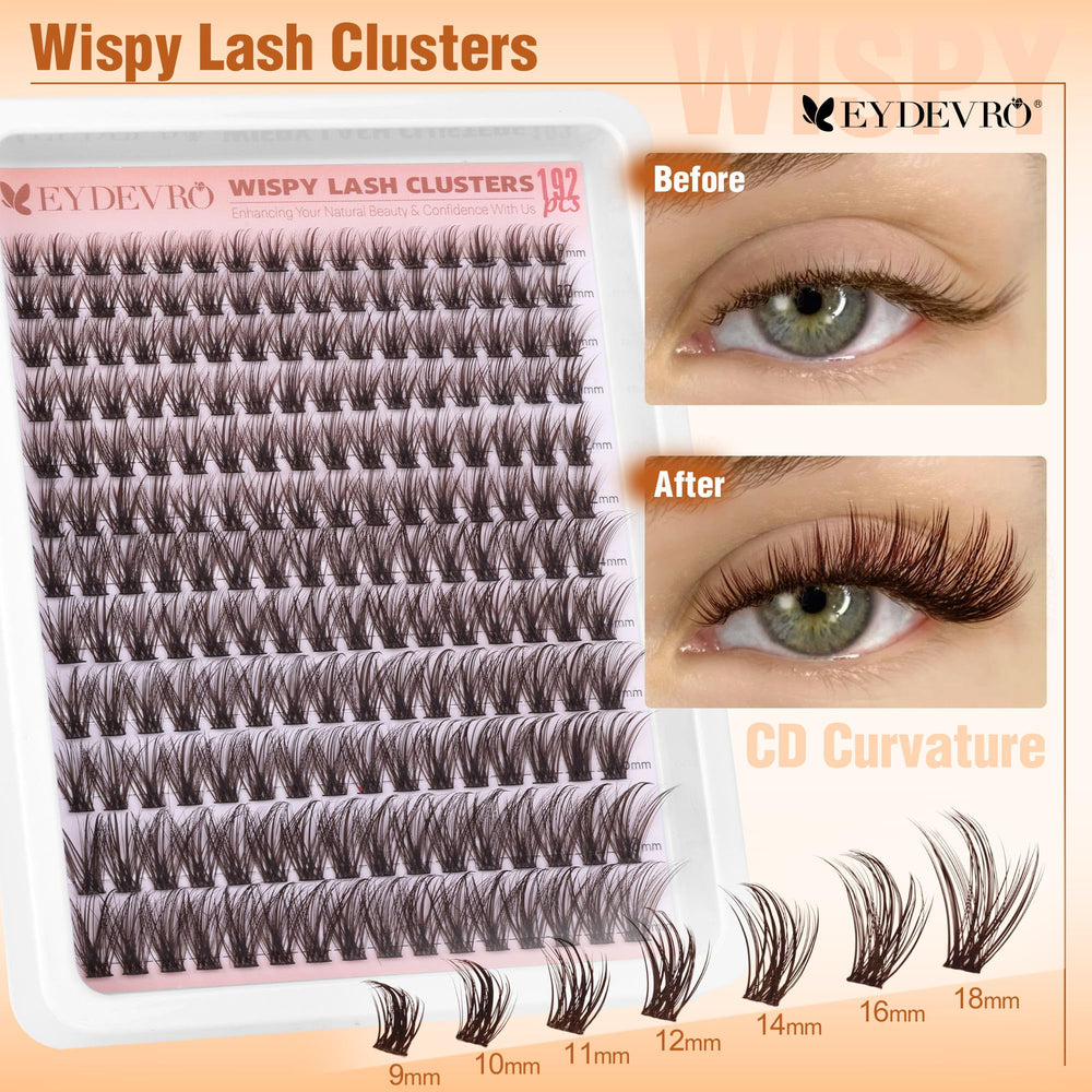 EYDEVRO 192-pcs cluster eyelashes offer salon-like volume at home.