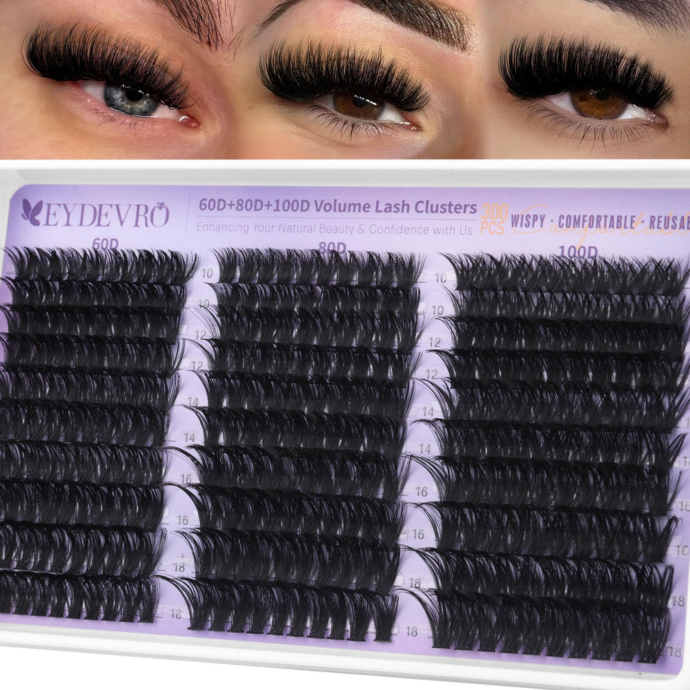 EYDEVRO 60D-80D-100D volume lash clusters for dramatic, customizable fullness