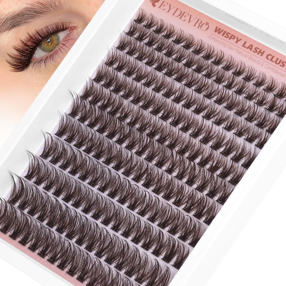 EYDEVRO brown lash clusters 9-18mm for natural daily look.