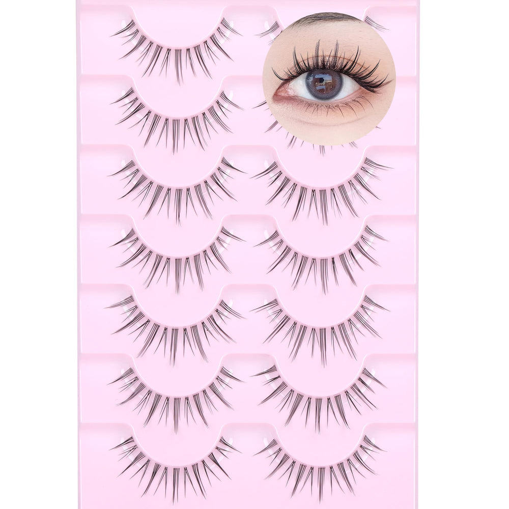 Clear band lashes, Moonlight, with step-by-step application Visual guide.