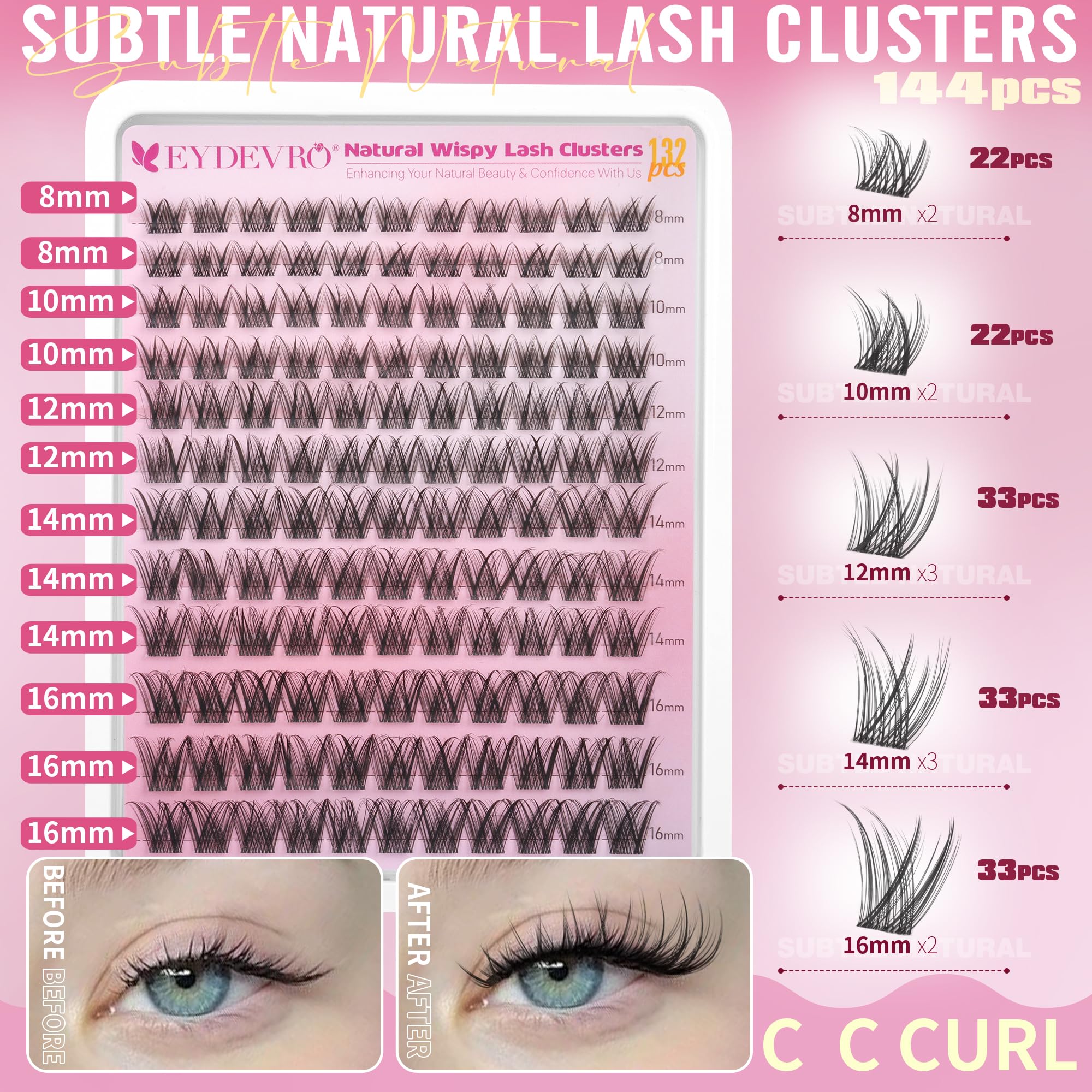 EYDEVRO easy-apply transparent band blends invisibly along lash line for foolproof styling.