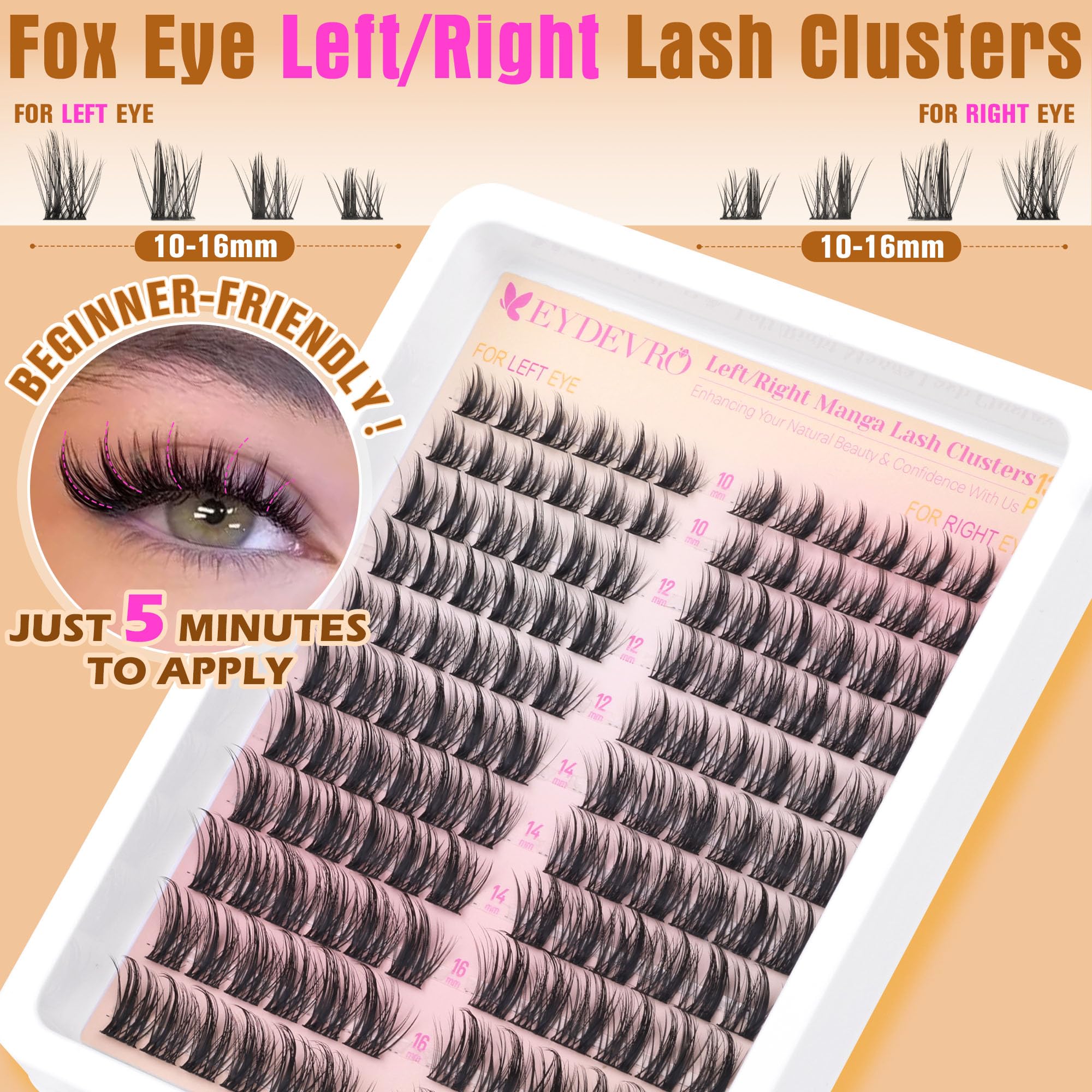 EYDEVRO Left Cat Eye Lashes add definition with a gentle feline lift.