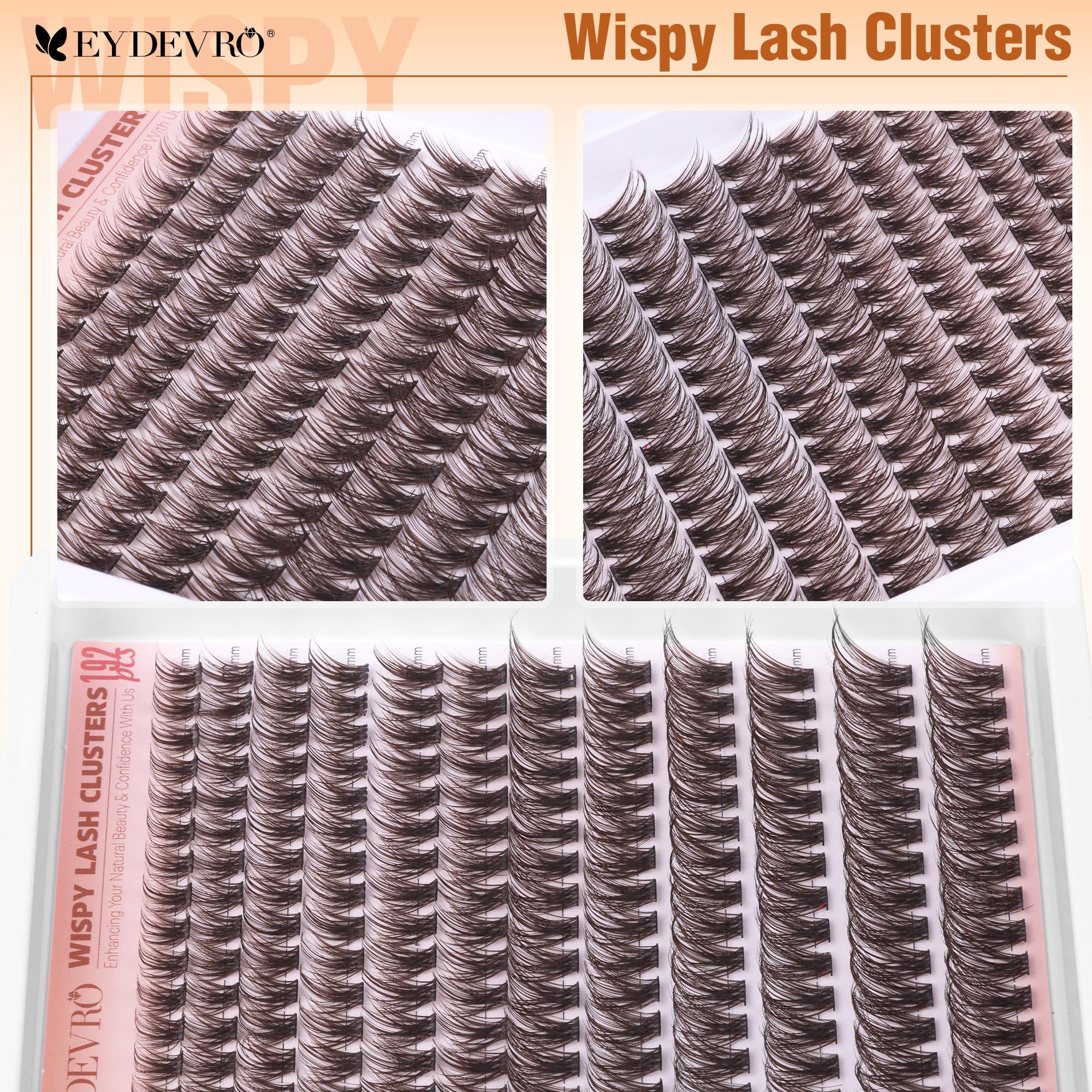EYDEVRO lightweight cluster lashes feel comfortable for all-day wear.