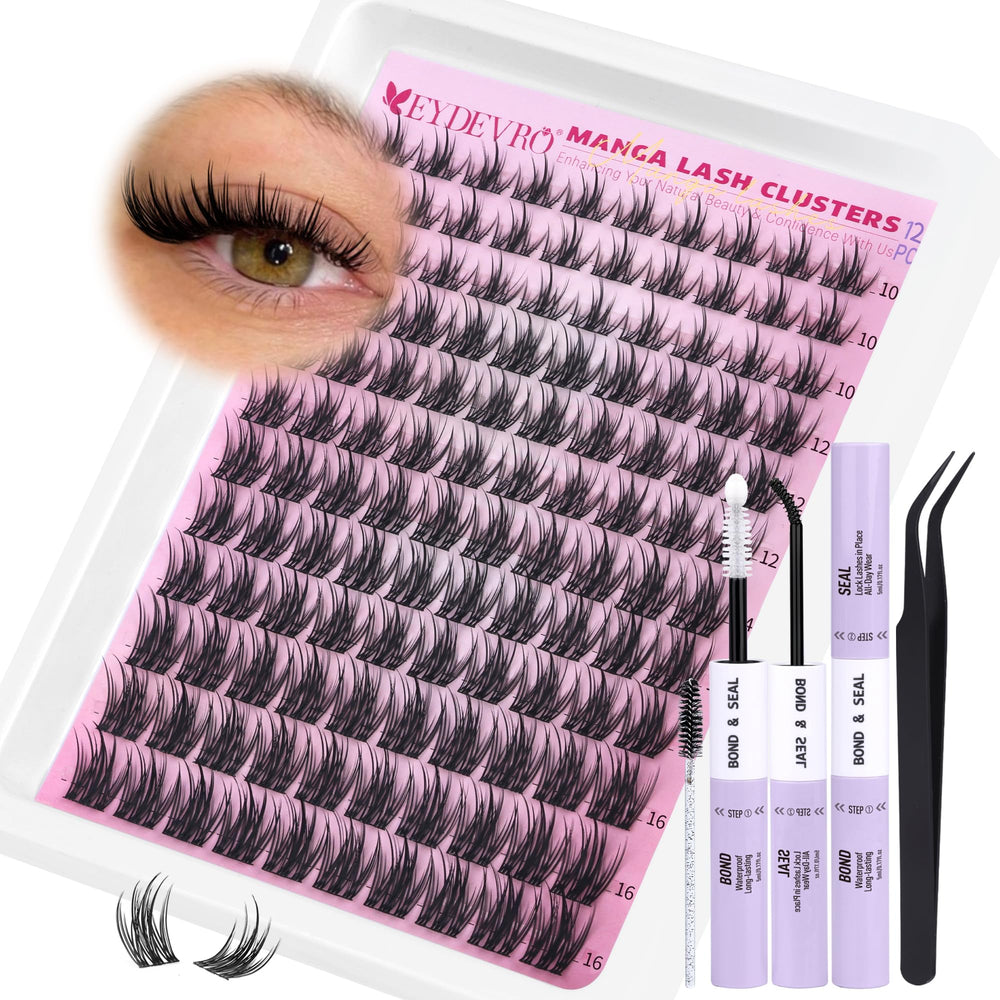 EYDEVRO Manga Lash Clusters Kit 10-16mm set for subtle anime-inspired lashes.