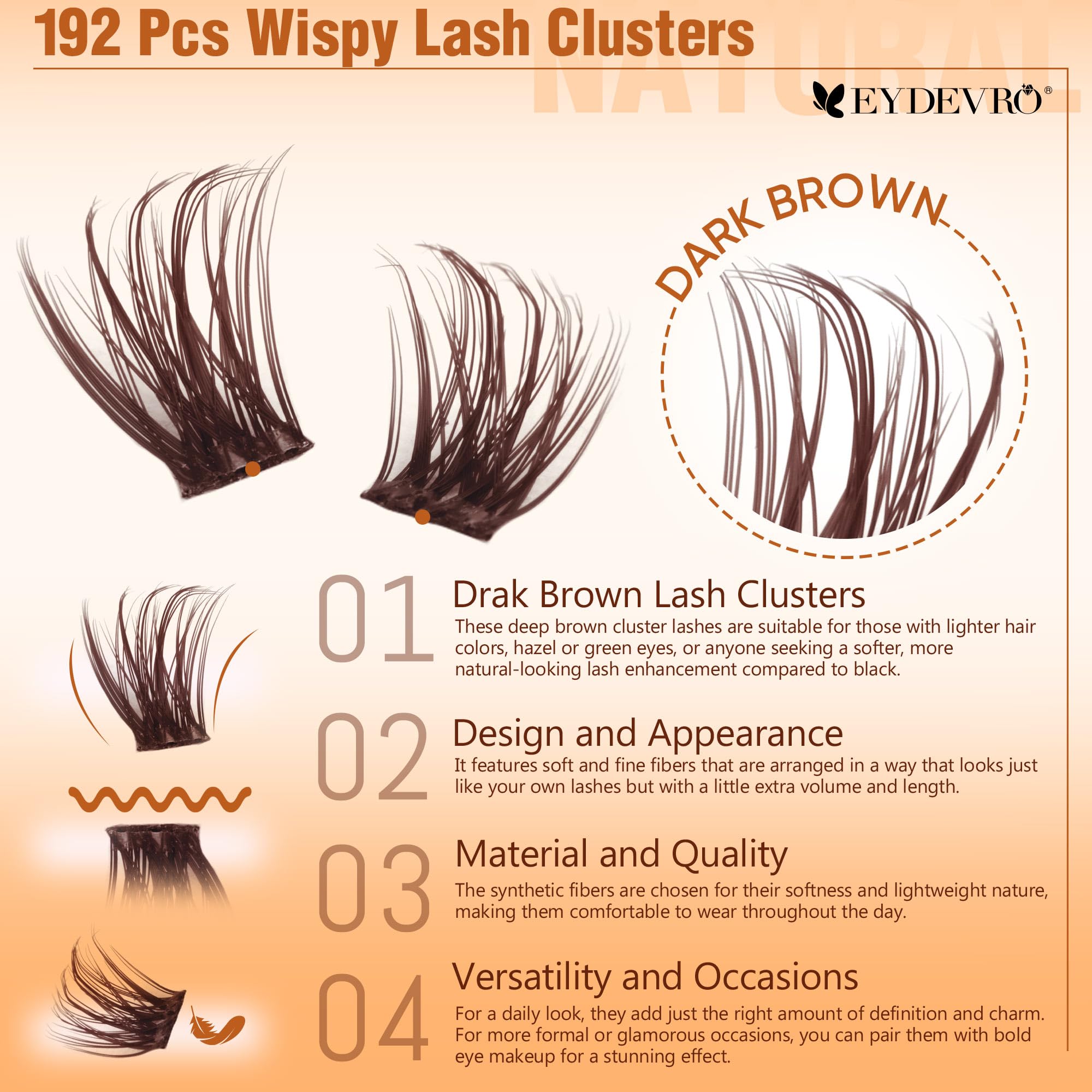 EYDEVRO natural wispy lashes add effortless flutter and dimension.