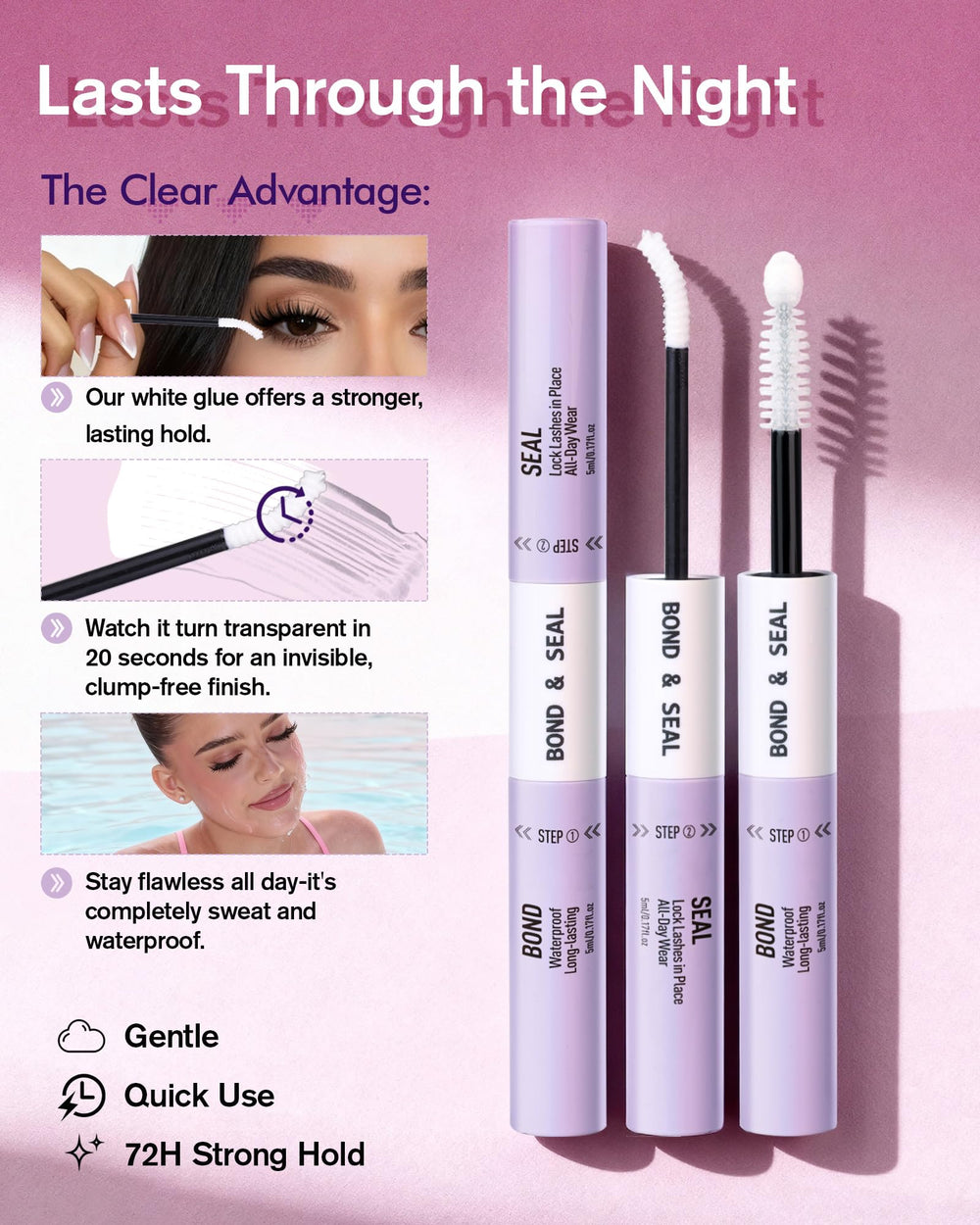 EYDEVRO soft synthetic-fiber lashes offer feather-light comfort all day.