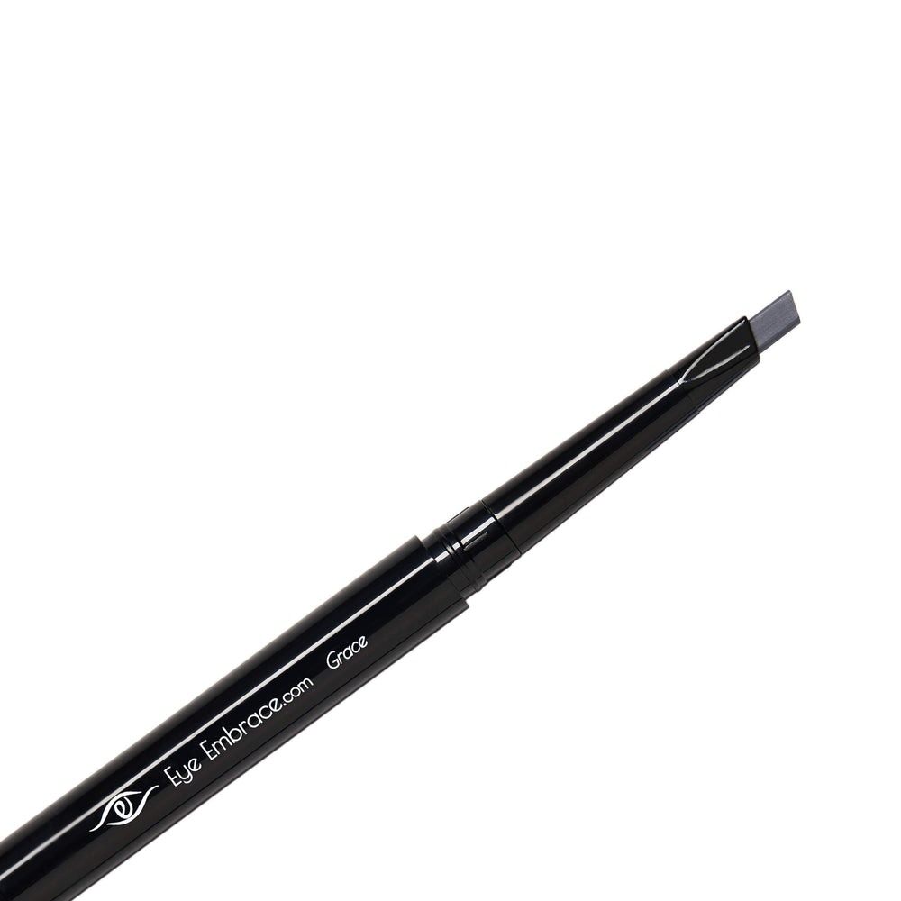 Eye Embrace Grace medium-gray eyebrow pencil with diamond wedge for precise brow definition.