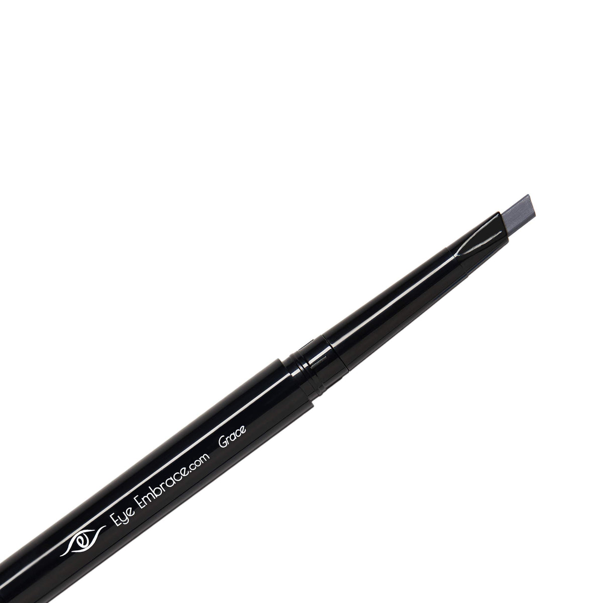 Eye Embrace Grace medium-gray eyebrow pencil with diamond wedge for precise brow definition.