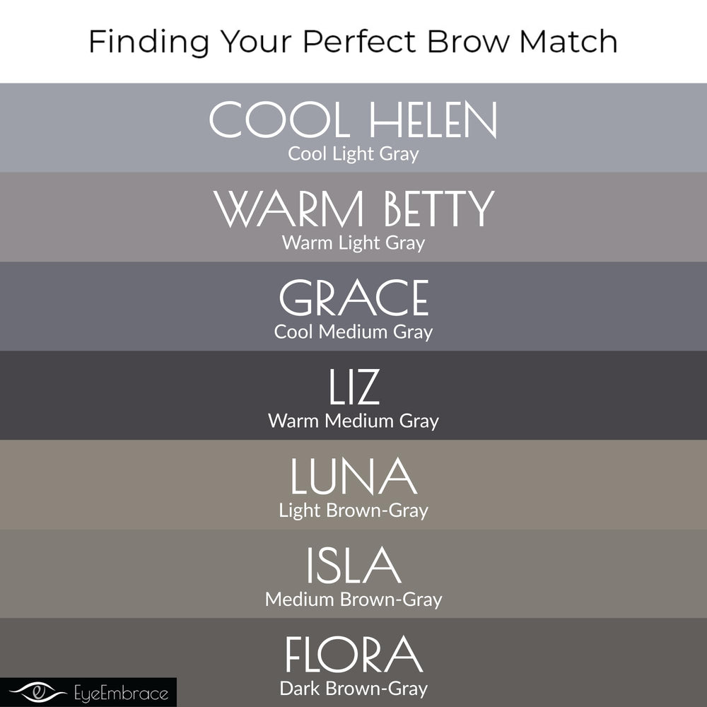Eye Embrace Warm Betty waterproof formula lasts all day on brows.