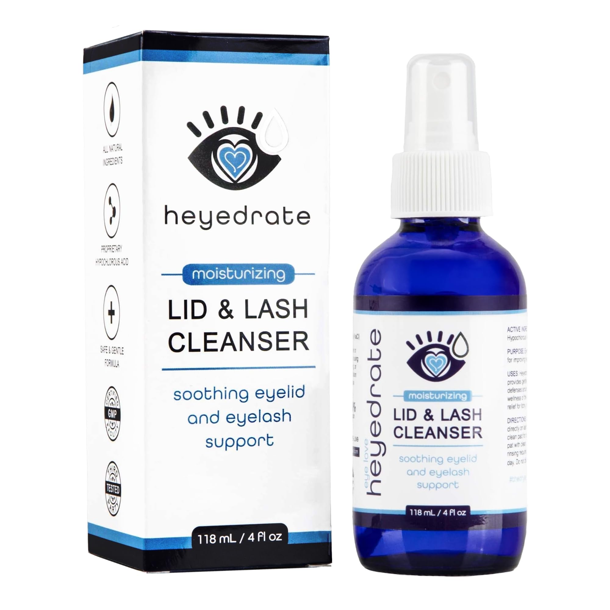 Eye Love lid and lash cleanser pump bottle for gentle daily eyelid cleansing.