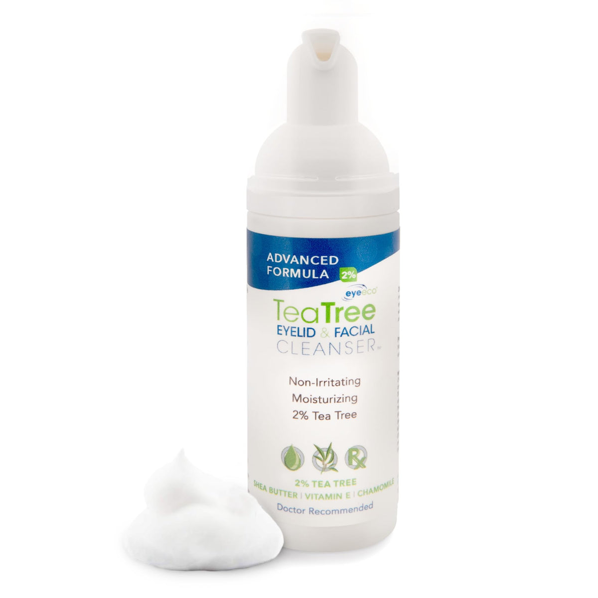 EyeEco Advanced Tea Tree Cleanser bottle for eyelid and facial cleansing.