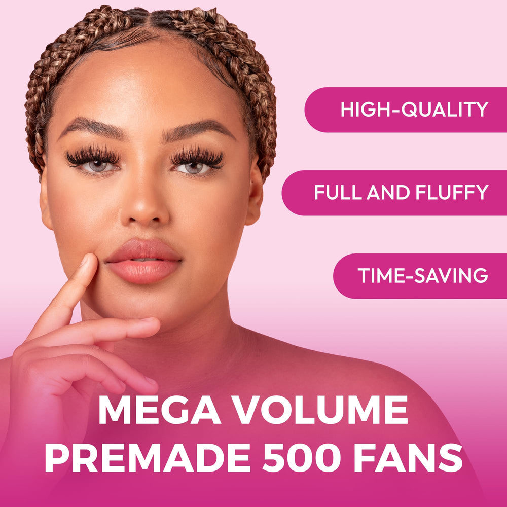 Eyesy Lash 500 promade fans with matte finish for a natural, seamless look.