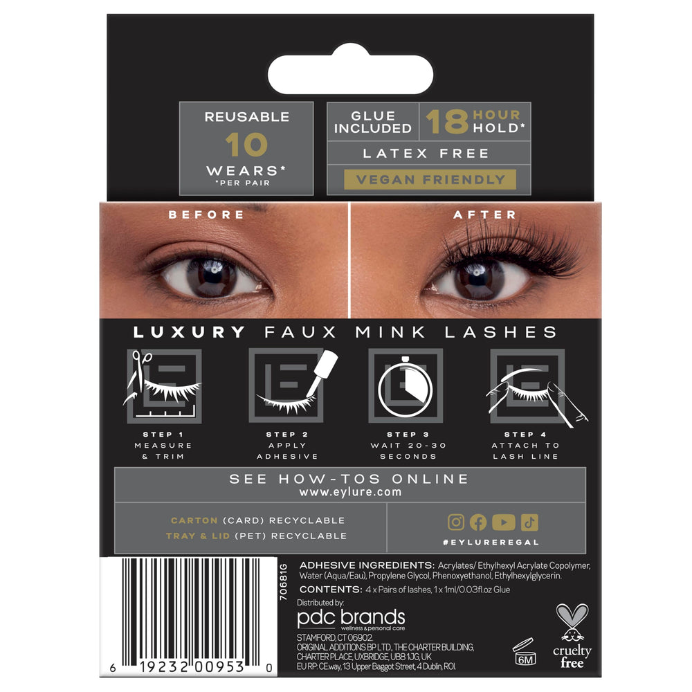 Eylure Luxe Faux Mink Regal Lashes elevate style with minimal effort