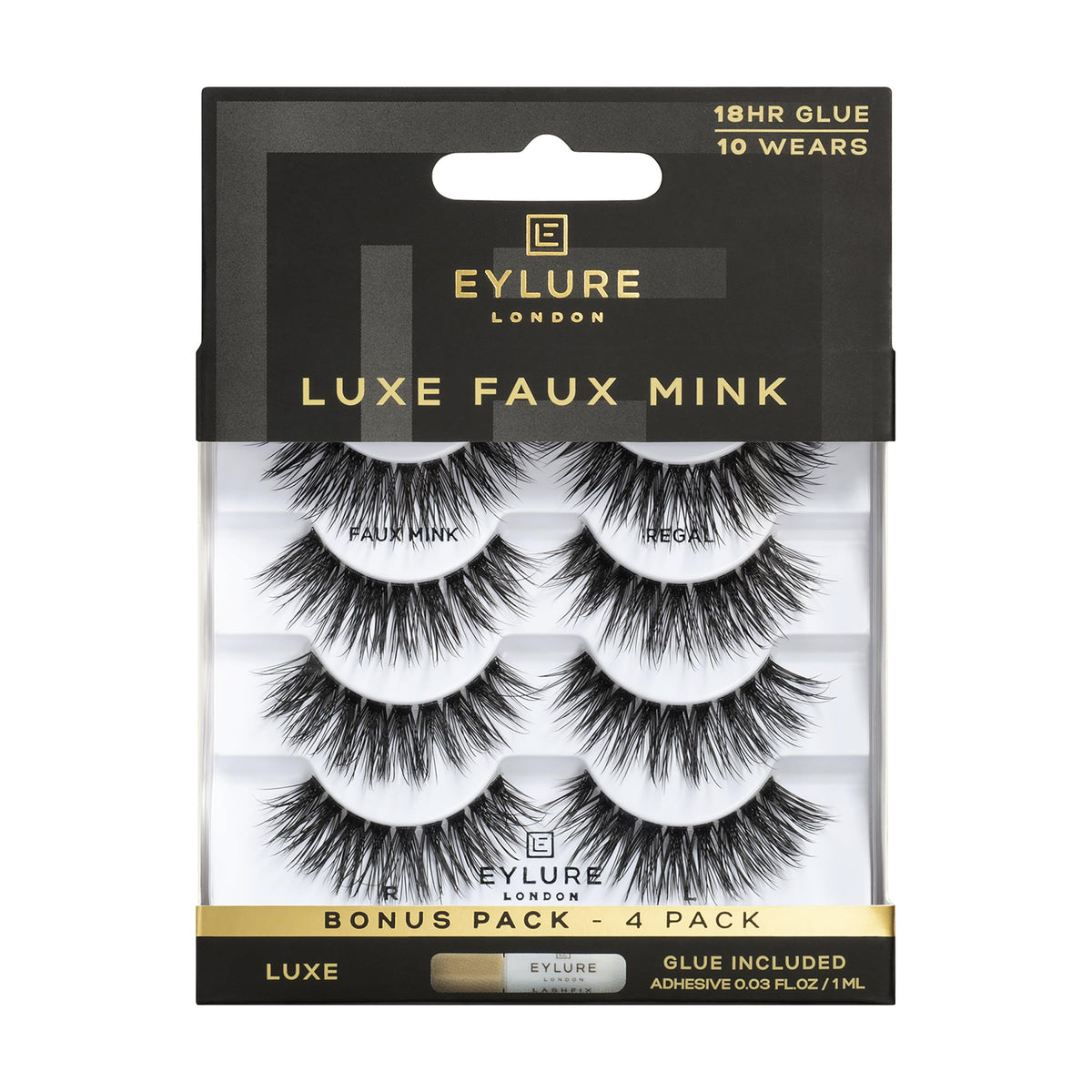 Eylure Luxe Faux Mink Regal Lashes offer dramatic length for a captivating gaze