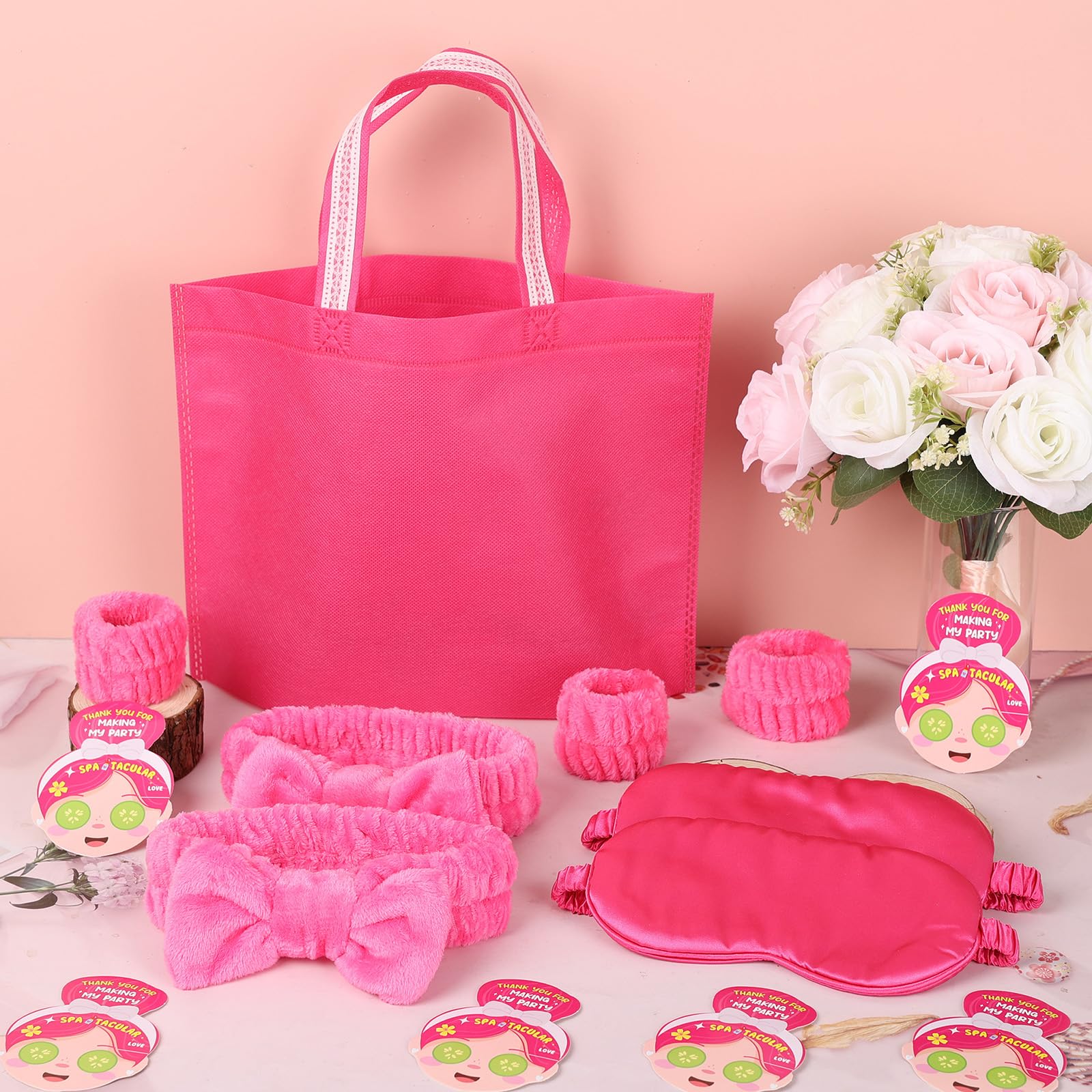 EYNDYN Rose-Red sleepover supplies display ideas for organized activities
