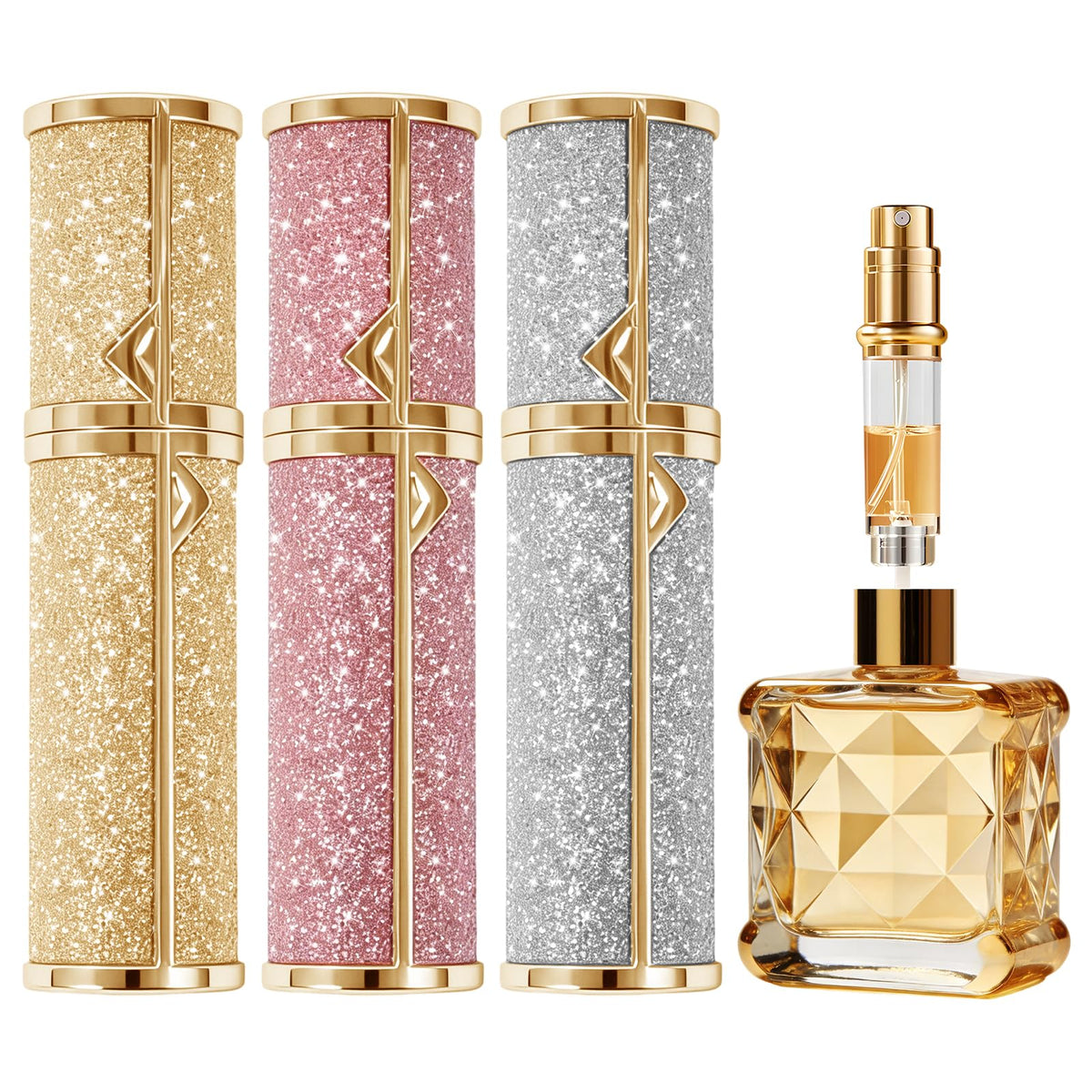 EZEJIAO travel perfume bottle set 3pcs, compact and ideal for on-the-go scent reuse.