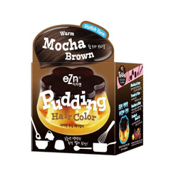eZn Pudding Hair Dye Warm Mocha Brown; keratin-infused, ammonia-free color at home.