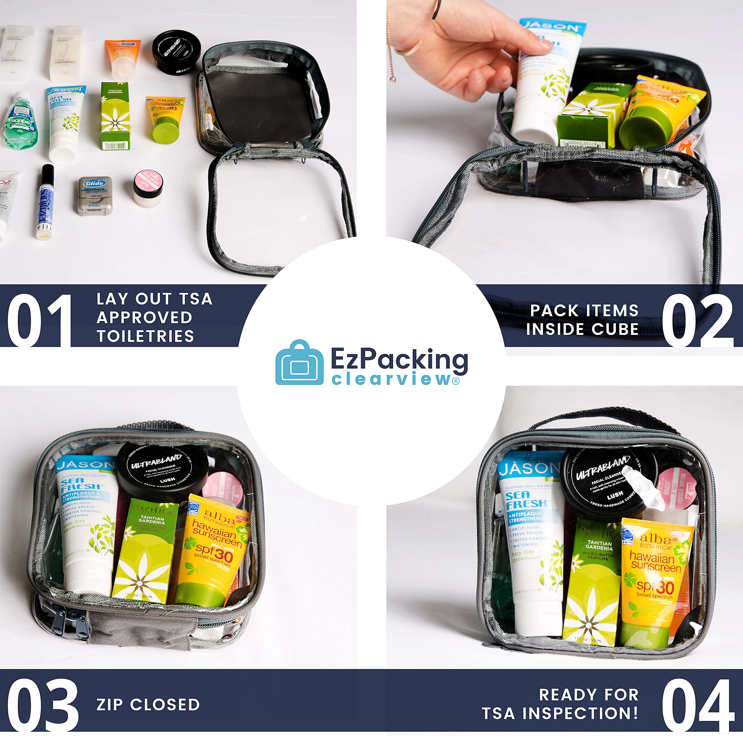 EzPacking color coordinated organization helps sort items by category.