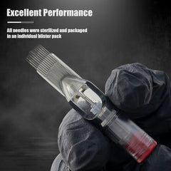 EZTAT2 EZ Tattoo Cartridge light clear tip body for improved visibility during sessions.