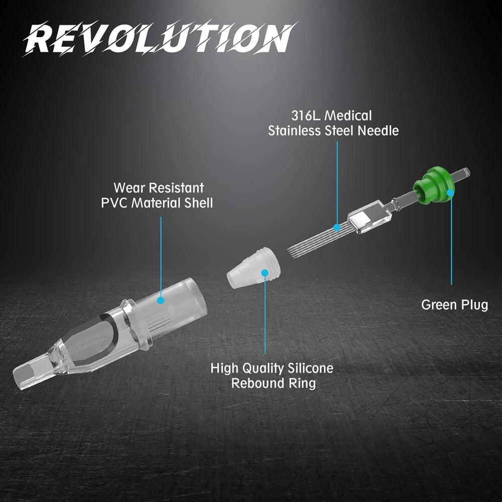 EZTAT2 EZ Tattoo cartridge needles membrane-inside design helps keep ink contained.