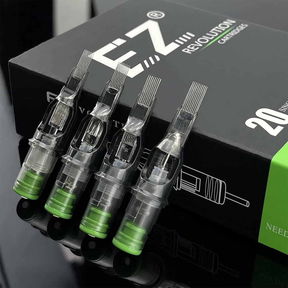 EZTAT2 EZ Tattoo cartridge needles packaging emphasizes safety and hygiene.