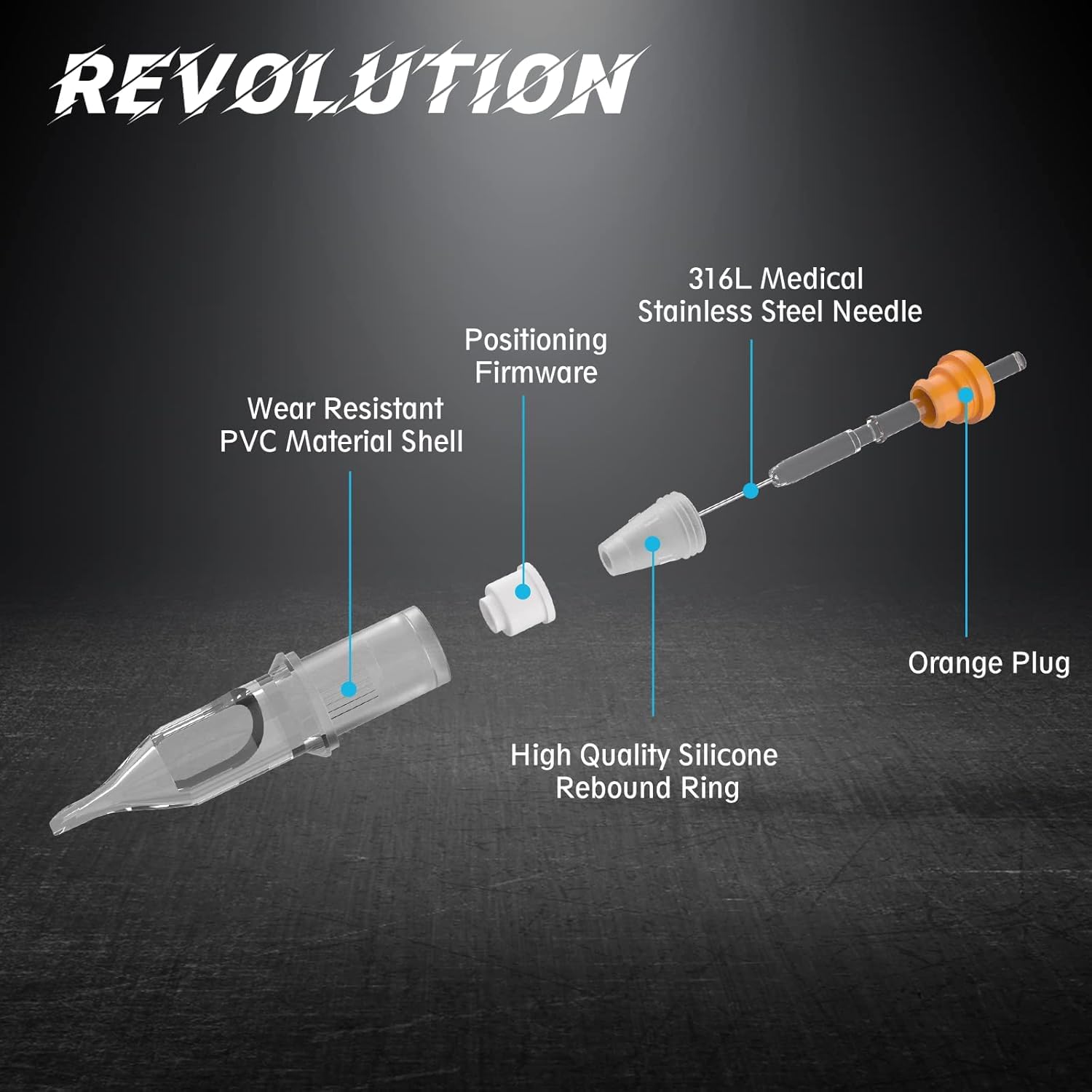 EZTat2 Revolution cartridge with membrane preventing ink from passing to the tube.