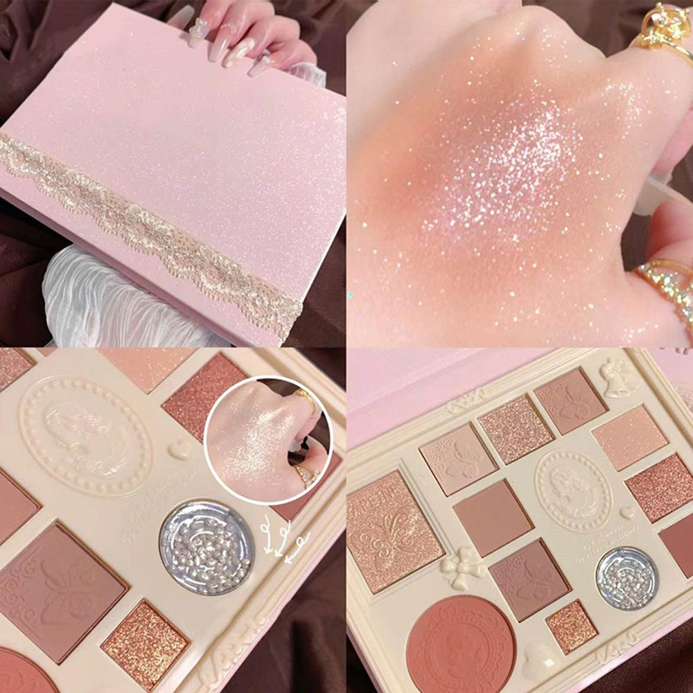 Ezyuanchly Lace swatches display matte and shimmer shades for seamless day-to-night looks.