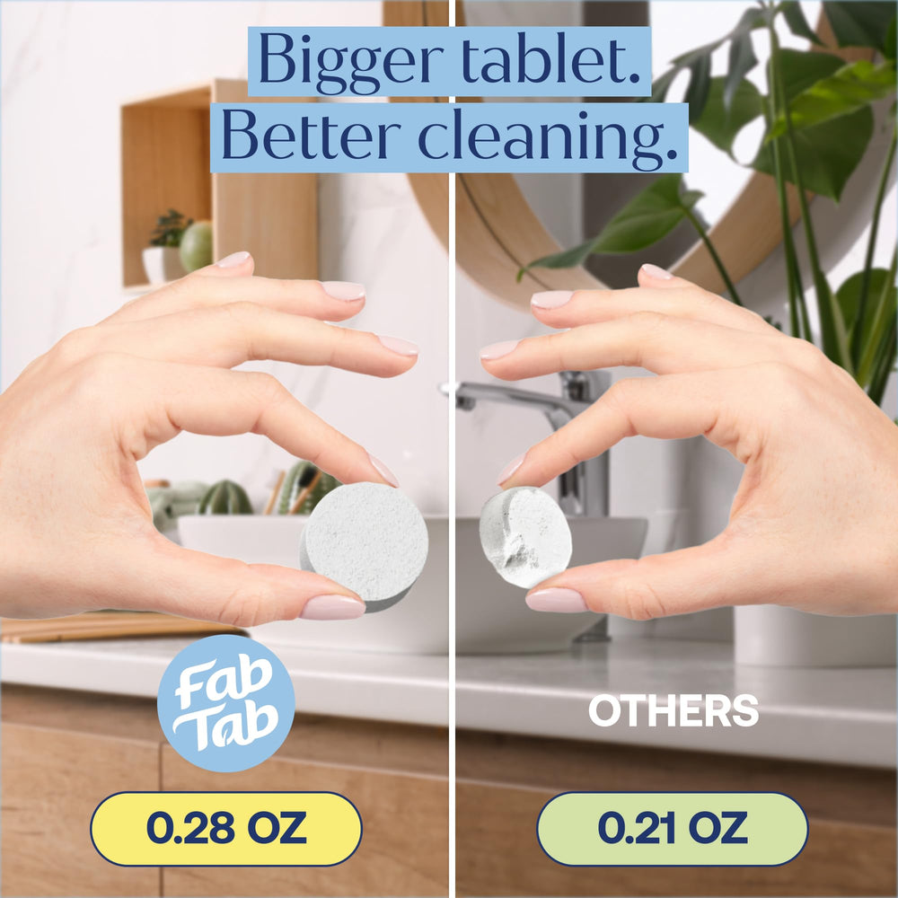 Fab Tab bottle pour action showing rich foaming in motion.