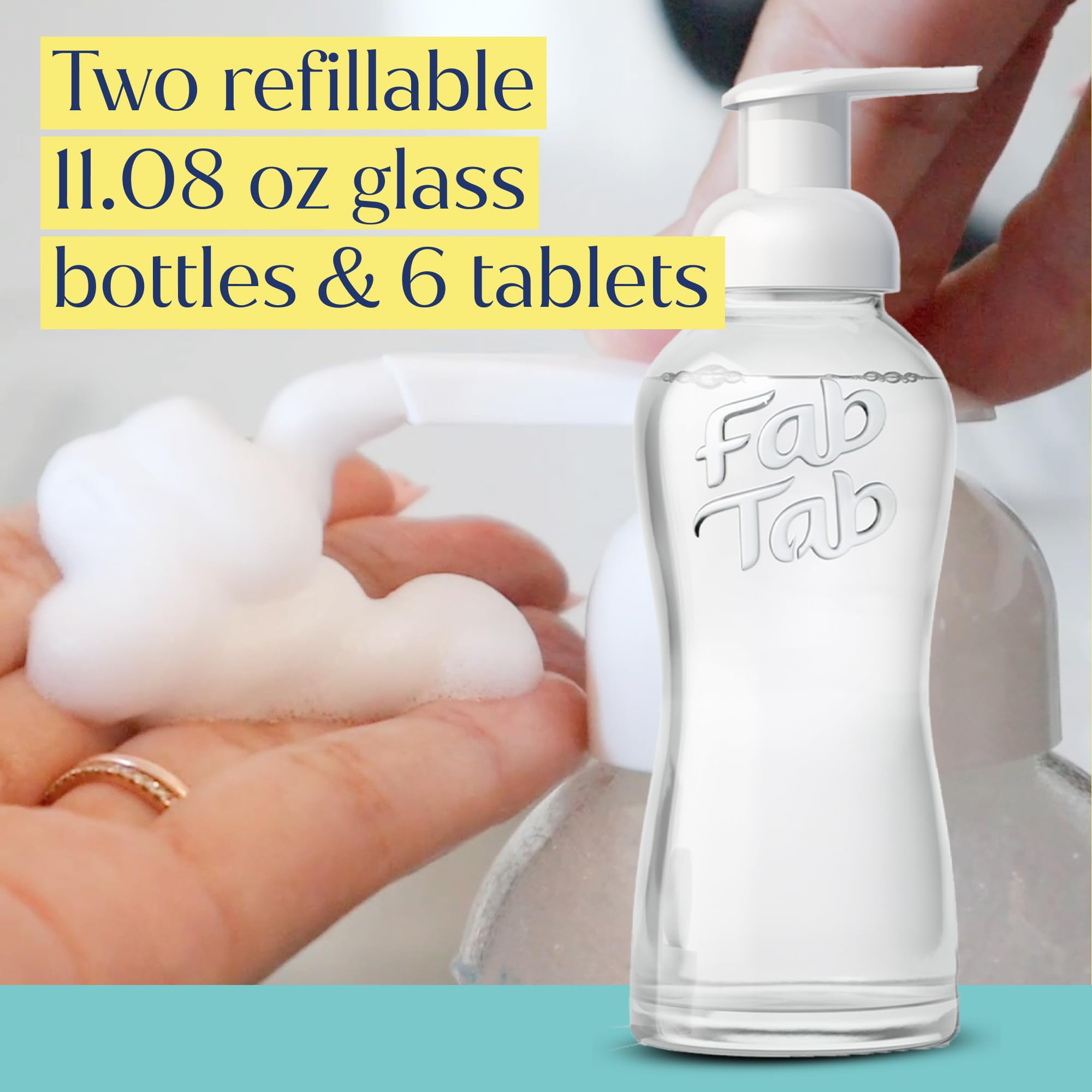 Fab Tab fall fragrance foam on hands evokes pampering.