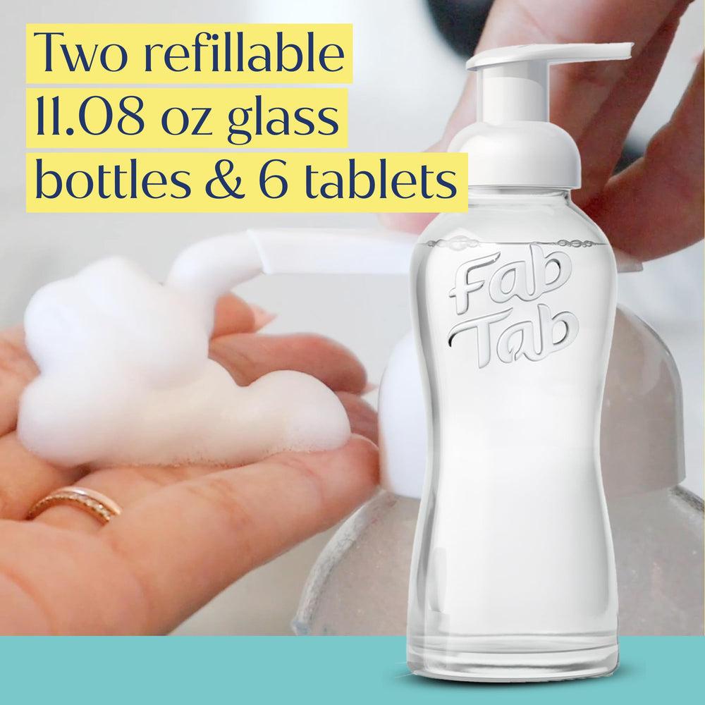 Fab Tab fall fragrance foam on hands evokes pampering.
