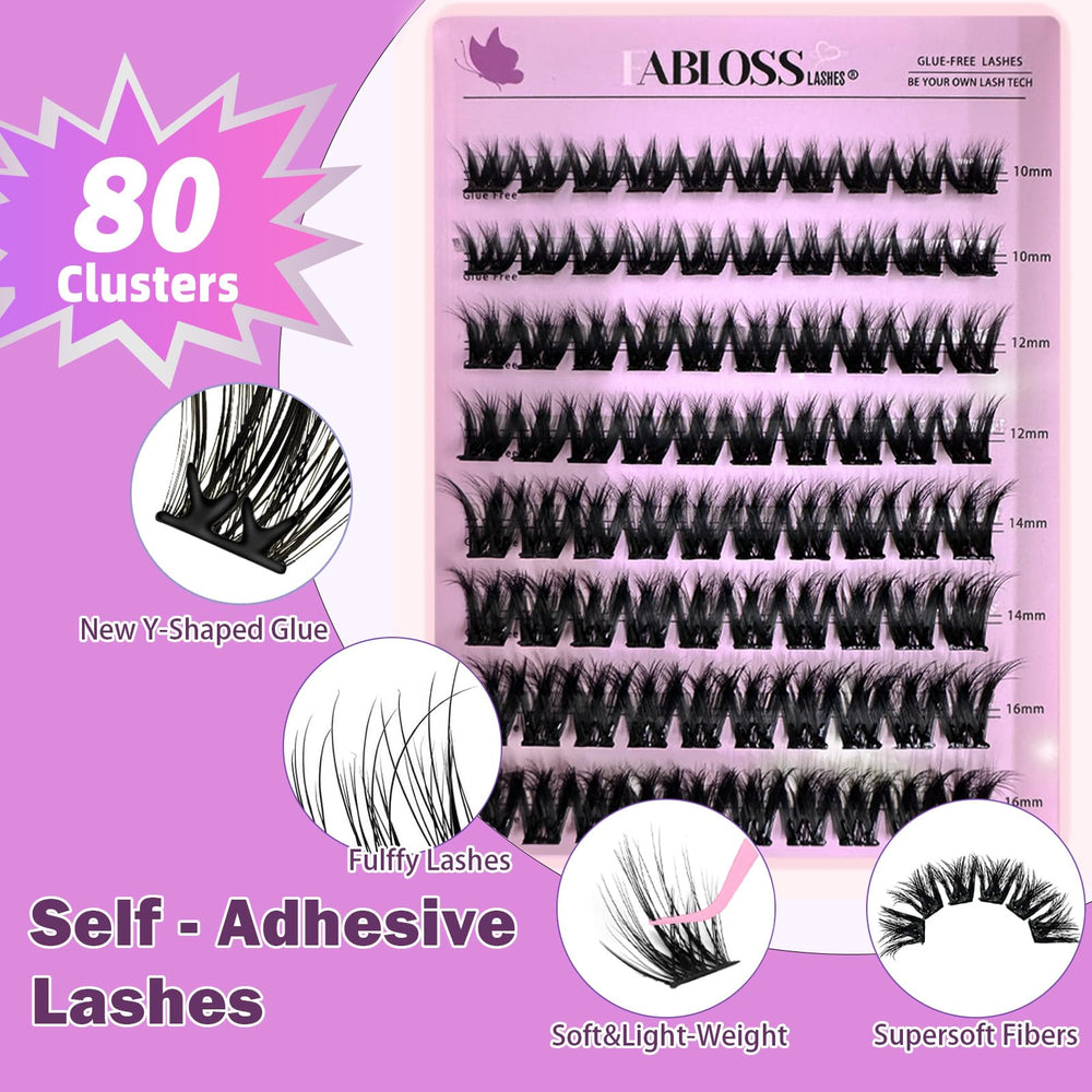 Fabblosslashes self-adhesive lashes pack shows mess-free application and easy removal.