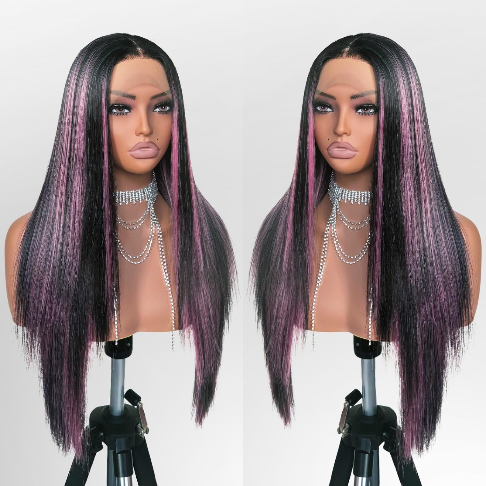 FABÉLLE pink-black wig close-up showing baby hairs and realistic hairline
