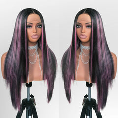 FABÉLLE pink-black wig close-up showing baby hairs and realistic hairline