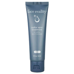 Face Reality Sulfur Spot Treatment tube targets active blemishes with a gentle, fragrance-free formula.