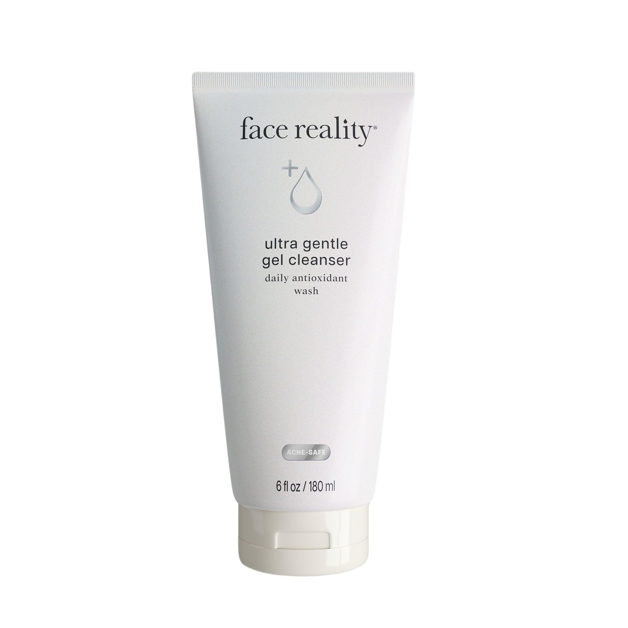 Face Reality Ultra Gentle Cleanser bottle front—suitable for all skin types, including blemish-prone skin.