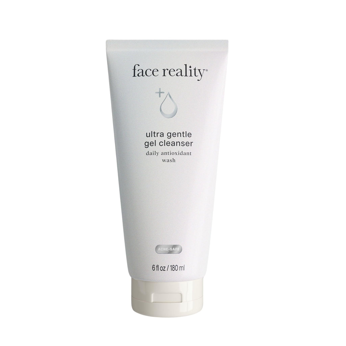 Face Reality Ultra Gentle Cleanser bottle front—suitable for all skin types, including blemish-prone skin.