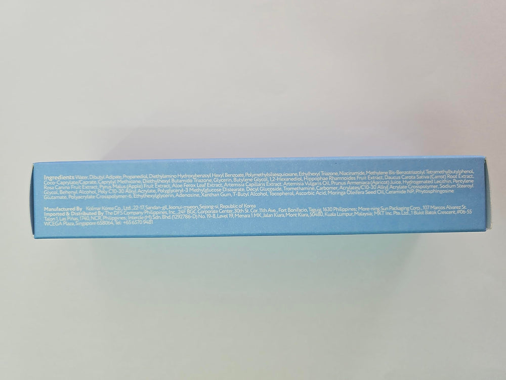 Water resistance icon and label on Purity Sun Essence bottle