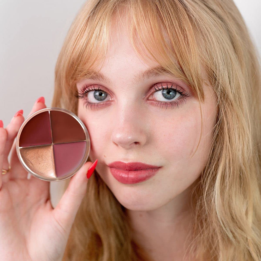 FACE Stockholm Smart Wheel Berry application demonstrates glow and blendable color on skin.